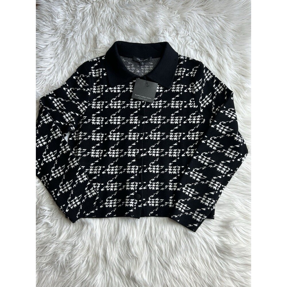 Marc New York Andrew Women’s M Houndstooth Sweater Cardigan NWT $79